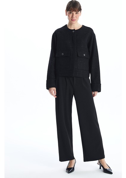 Yeni Sezon Bisiklet Yaka Dokulu Kadın Tüvit Ceket fiyatları