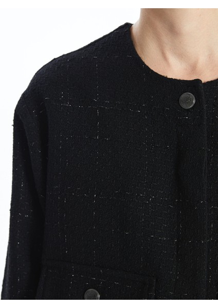 Yeni Sezon Bisiklet Yaka Dokulu Kadın Tüvit Ceket modelleri