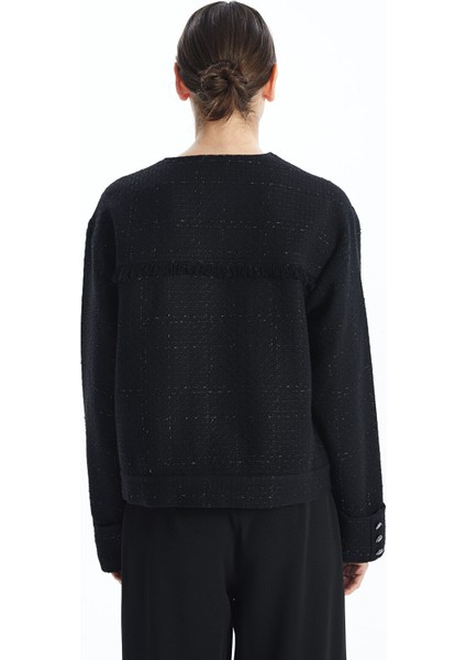 Yeni Sezon Bisiklet Yaka Dokulu Kadın Tüvit Ceket fırsatları