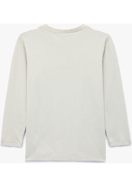Pamuklu Baskılı Bisiklet Yaka Uzun Kollu Tişört fiyatları