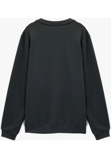 Regular Fit Uzun Kollu Basic Bisiklet Yaka Baskılı Sweatshirt fiyatları