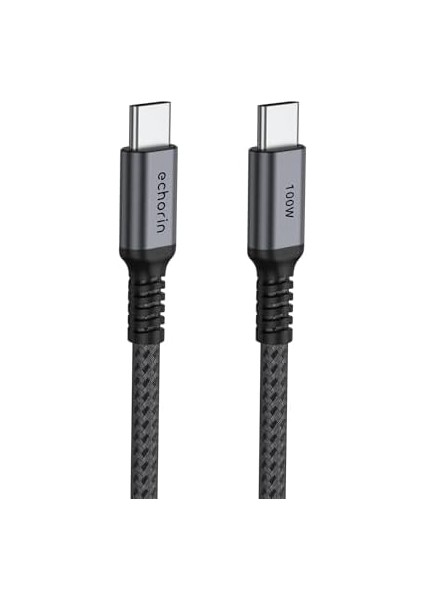 Şarj ve Veri Aktarım Kablosu 20V5A, Type C&apos;den Type C&apos;ye, 100W, Çift Kat Örgülü (Gri, 2 Metre) modelleri