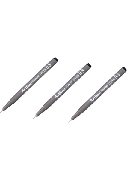 Drawing System Teknik Çizim Kalemi 0.3 mm Siyah 3 Adet