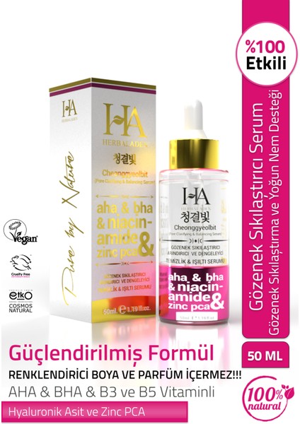 Gözenek Sıkılaştırıcı, Canlandırıcı, Nemlendirici ve Temizleyici Cilt Serumu 50 ml