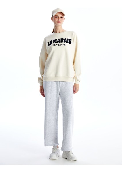 Yeni Sezon Bisiklet Yaka Nakışlı Oversize Kadın Kalın Sweatshirt fiyatları