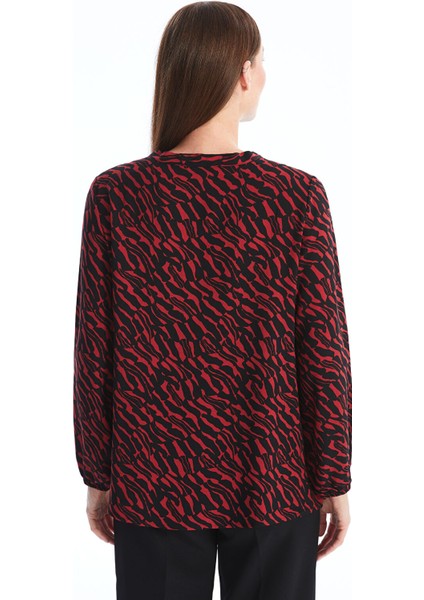 Yeni Sezon Bağlamalı Yaka Desenli Uzun Kollu Kadın Bluz fırsatları