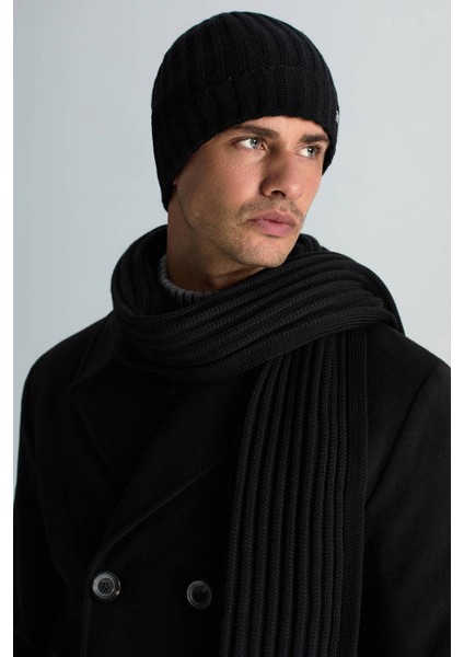 Örgü Desenli Siyah Merino Yün Su Itici Bere fiyatları