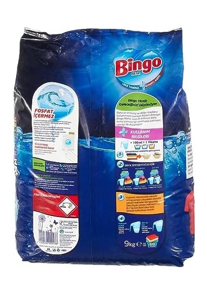 Bingo Matik Sık Yıkananlar 60 Yıkama Toz Çamaşır Deterjanı (1 x 9 Kg) modelleri
