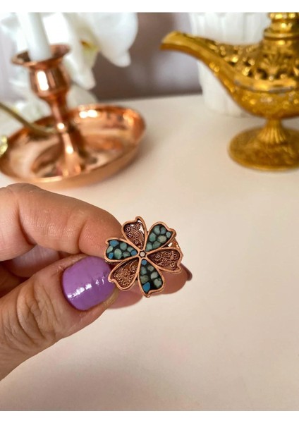 Yonca Model Firuze Taşlı Bakır Bileklik