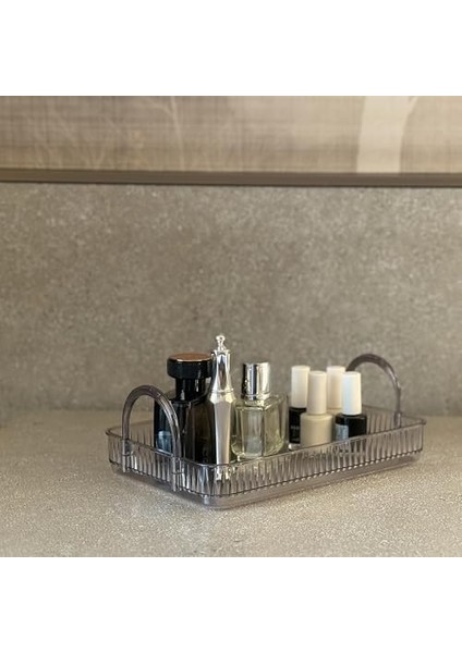 Makyaj Organizeri Kozmetik Aksesuar Düzenleyici Kozmetik Vitrini (Duman Gri)