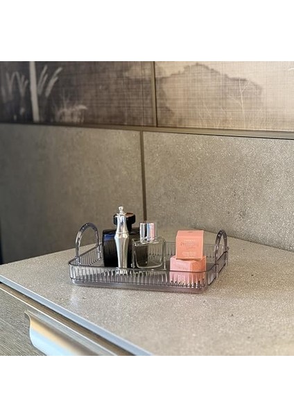 Makyaj Organizeri Kozmetik Aksesuar Düzenleyici Kozmetik Vitrini (Duman Gri) modelleri