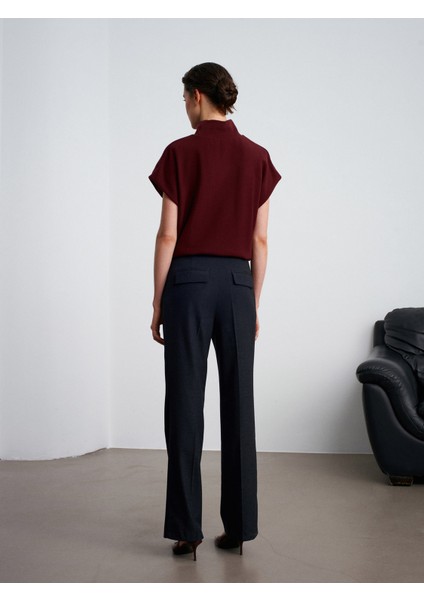 72208 Kemerli Melanjlı Kumaş Pantolon-Lacivert fiyatları