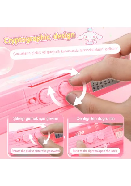 Sanrio My Melody Çok Fonksiyonlu Şifreli Kalem Kutusu (Pembe) Kuromi Kalemlik Sanrio Kore Tarzı modelleri