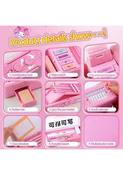Sanrio My Melody Çok Fonksiyonlu Şifreli Kalem Kutusu (Pembe) Kuromi Kalemlik Sanrio Kore Tarzı