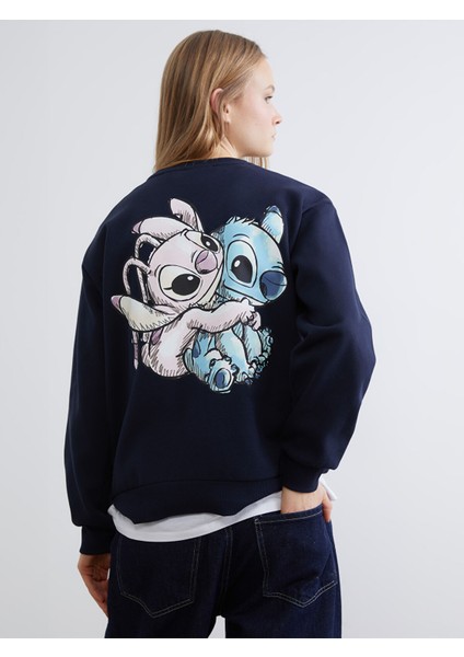 Yeni Sezon Lilo & Stitch Baskılı Kadın Kalın Sweatshirt