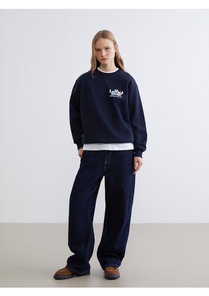 Yeni Sezon Lilo & Stitch Baskılı Kadın Kalın Sweatshirt fiyatları