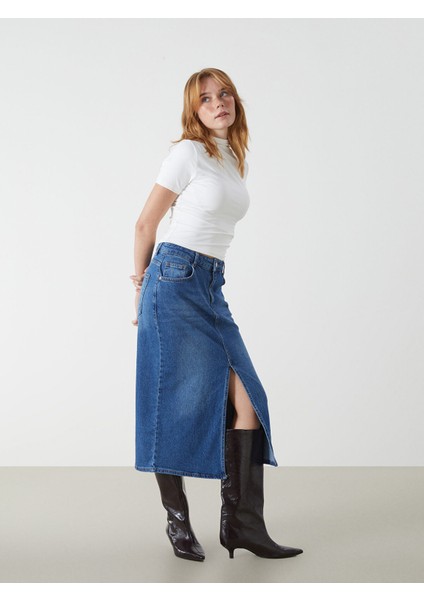 Yeni Sezon Dar Fit Kadın Jean Etek