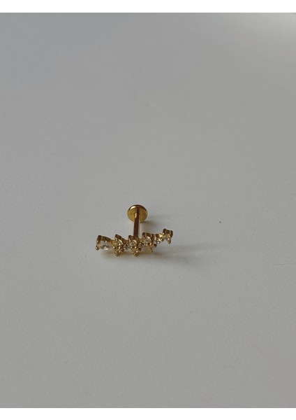 Taşlı Yaprak Detaylı Gold Piercing indirimleri
