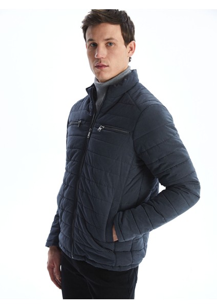 Yeni Sezon Standart Kalıp Dik Yaka Erkek Şişme Mont