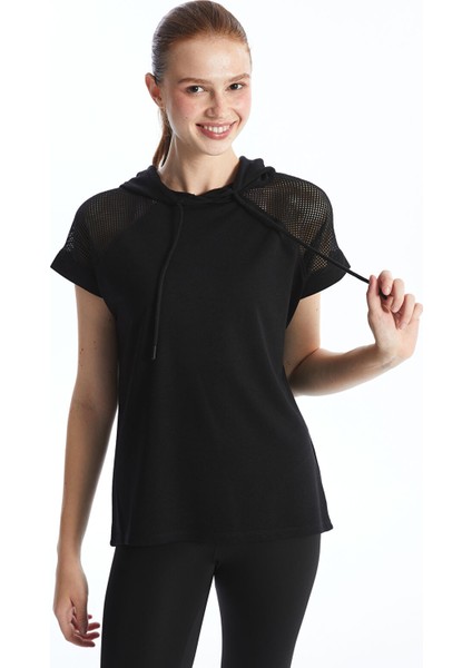 Yeni Sezon Kapüşonlu Düz Kısa Kollu Kadın Tişört