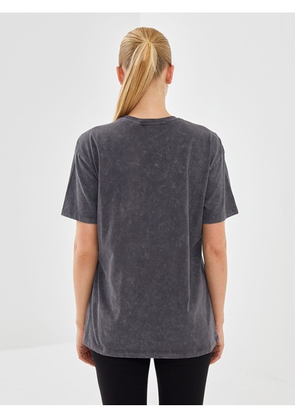 Yeni Sezon Bisiklet Yaka Mickey Mouse Baskılı Kısa Kollu Kadın Tişört fırsatları