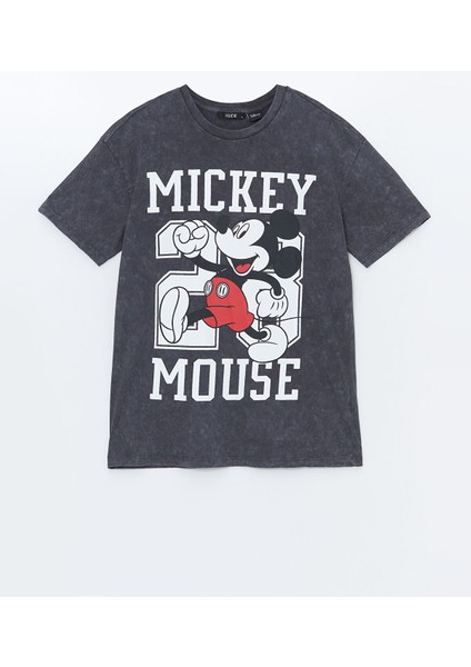 Yeni Sezon Bisiklet Yaka Mickey Mouse Baskılı Kısa Kollu Kadın Tişört indirimleri