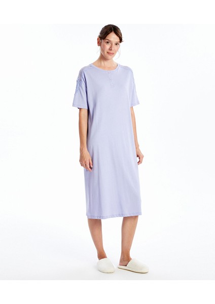 Yeni Sezon Bisiklet Yaka Kadın Gecelik