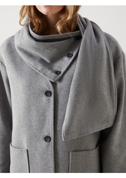 Yeni Sezon V Yaka Atkılı Kadın Kaşe Kaban modelleri