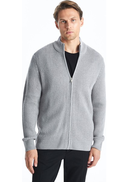 Yeni Sezon Standart Kalıp Dik Yaka Erkek Triko Hırka