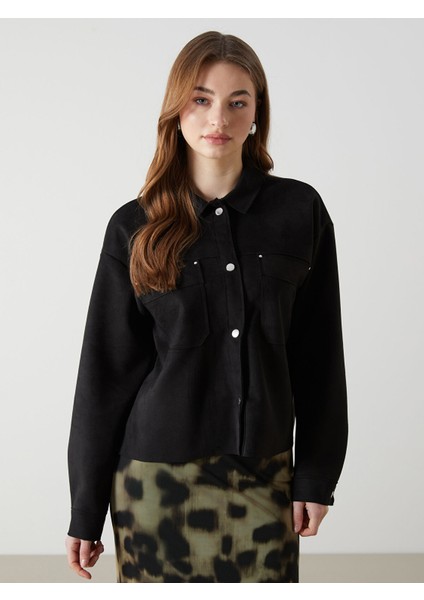 Yeni Sezon Süet Görünümlü Kadın Gömlek Ceket
