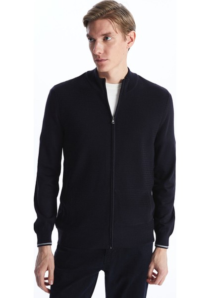 Yeni Sezon Standart Kalıp Dik Yaka Erkek Triko Hırka