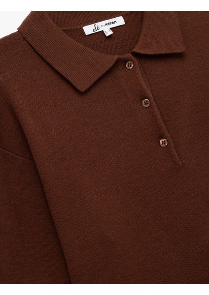 Uzun Kollu Düğme Detaylı Basic Polo Yaka Triko Kazak indirimleri