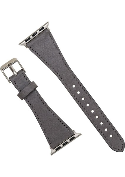 Apple Watch Uyumlu Deri Kordon 42-44-45MM Slim Rst9 Gri fırsatları