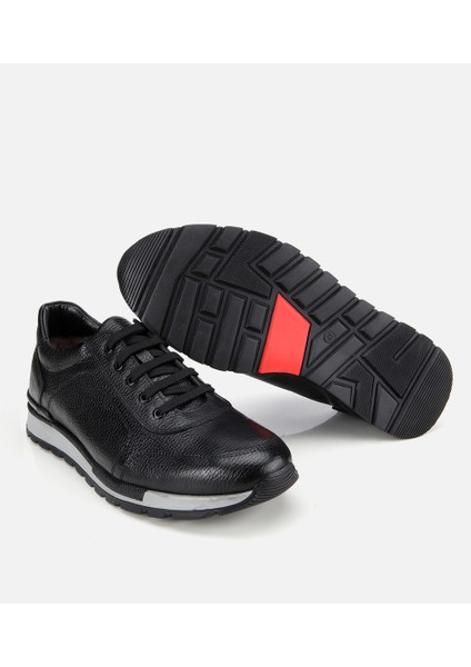 02AYH284820A100 ERKEK Deri Siyah Spor Ayakkabı