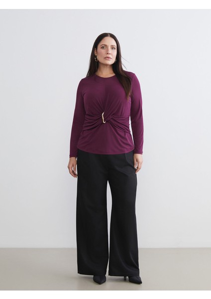 Yeni Sezon Büyük Beden Bisiklet Yaka Büzgülü Bluz fiyatları