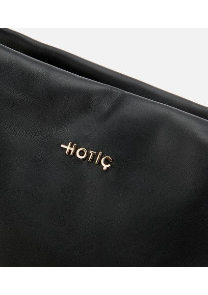 03CAH316260A100 KADIN Deri Siyah Yumuşak Dokulu Örgü Askı Detaylı Omuz Çantası