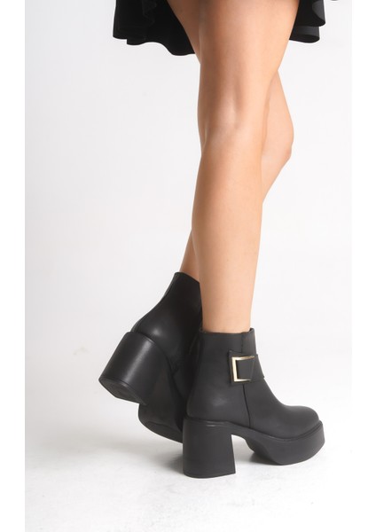 Yandan Fermuarlı Toka Detaylı Rahat Yüksek Topuklu Kadın Bot modelleri