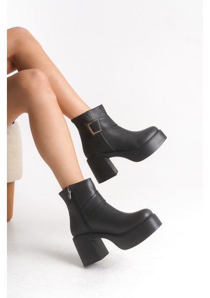 Yandan Fermuarlı Toka Detaylı Rahat Yüksek Topuklu Kadın Bot fırsatları