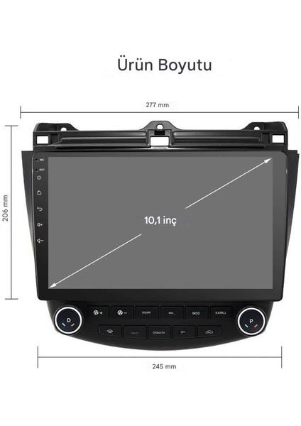 Honda Accord Wifi Gps Carplay 10 Inç 6+128GB Kamera Multimedya Navigasyon Sistemi - 2004-2007 Model modelleri