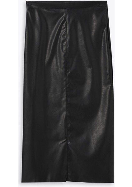 Yeni Sezon Dar Fit Deri Görünümlü Kadın Etek indirimleri
