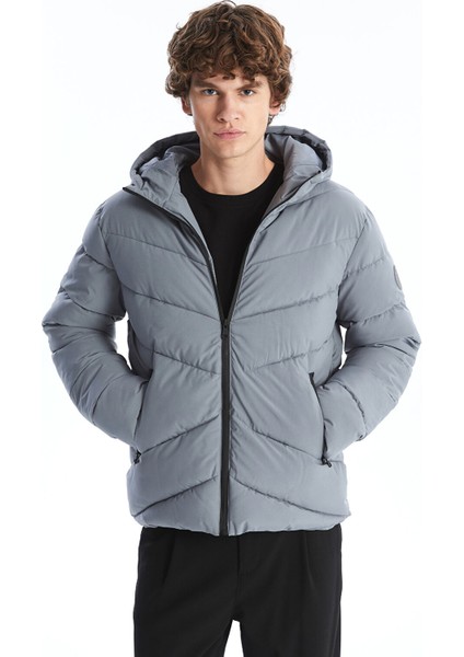 Yeni Sezon Standart Kalıp Kapüşonlu Erkek Şişme Mont