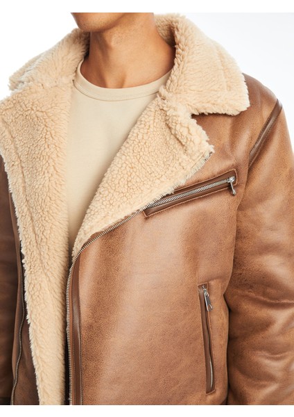 Yeni Sezon Slim Fit Biker Yaka Erkek Deri Görünümlü Mont indirimleri