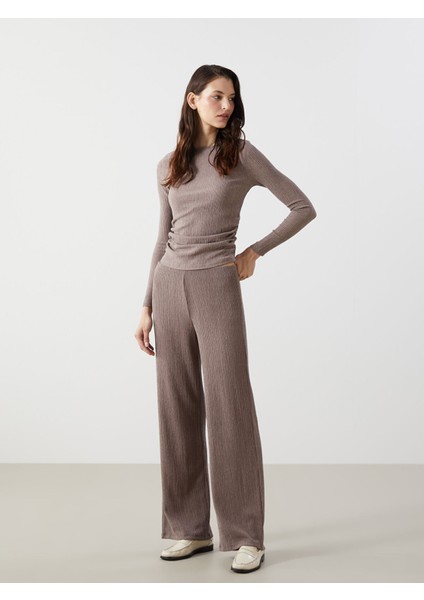 Yeni Sezon Beli Lastikli Dokulu Kadın Pantolon