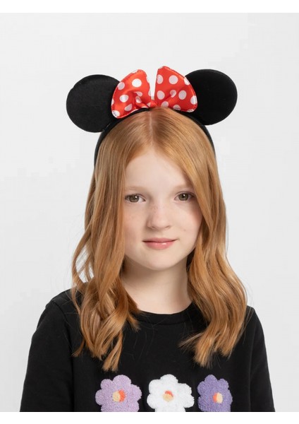 Kırmızı Fiyonklu Minnie Mouse Taç Fare Tacı Kafa Bandı