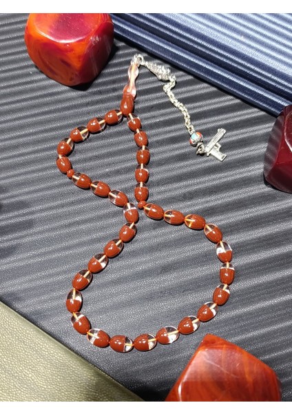 Toz Kehribar Tesbih – Kapsül Kesim, Kahverengi & Şeffaf Renk