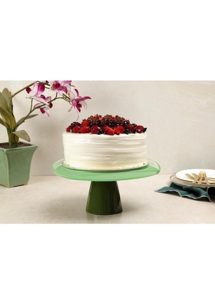 Ripple Yeşil Ayaklı Tabak 28 cm