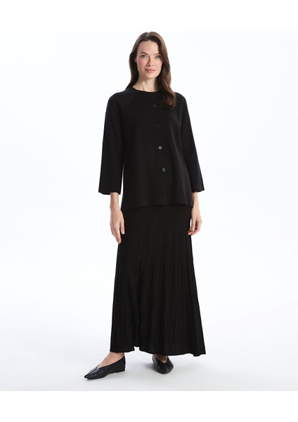 Yeni Sezon Beli Lastikli Dokulu Kadın Triko Etek