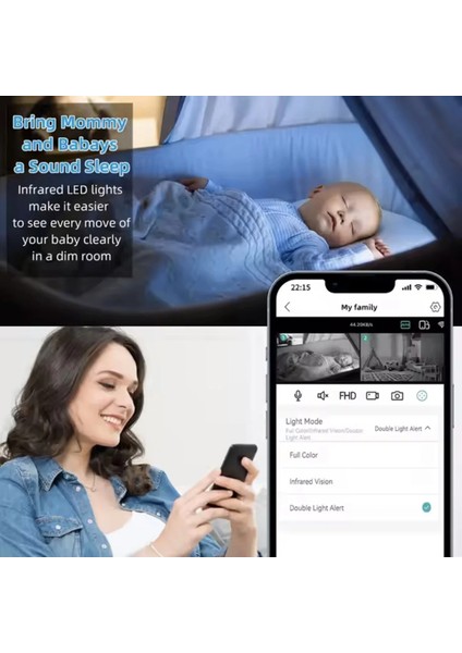 Çift Kameralı Gece Renkli Görüşlü Bebek Kamerası