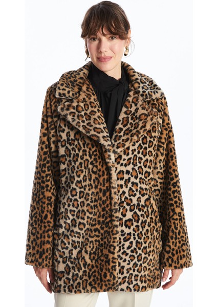 Yeni Sezon Ceket Yaka Leopar Desenli Kadın Kürk Kaban modelleri
