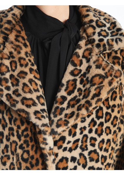 Yeni Sezon Ceket Yaka Leopar Desenli Kadın Kürk Kaban indirimleri